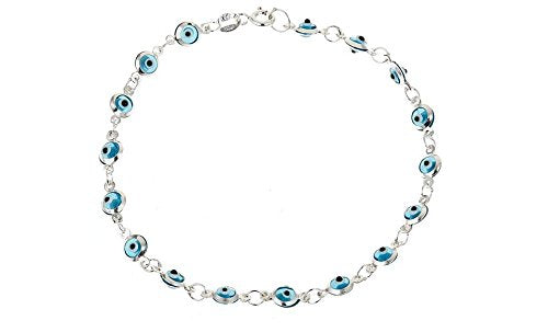 Ben & Jonah 925 Sterling Silver Evil Eye 8 inch  Bracelet - Lt. Blue