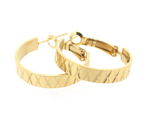 Ben and Jonah Stainless Steel Gold Plated Earring with  inch X inch  Design