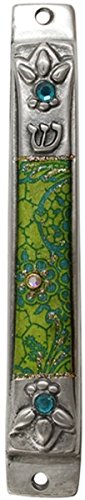 Ultimate Judaica Mezuzah Case Pewter 10cm Green