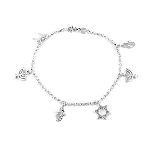 Ben & Jonah 925 Sterling Silver Judaica Charm Bracelet (7.5 inch  L)