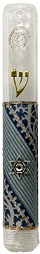 Ultimate Judaica Mezuzah Case Lucite 10cm Blue