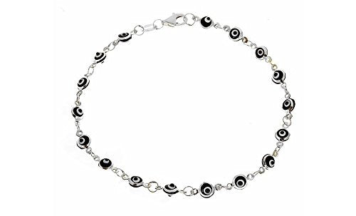 Ben & Jonah 925 Sterling Silver Evil Eye 8 inch  Bracelet - Black