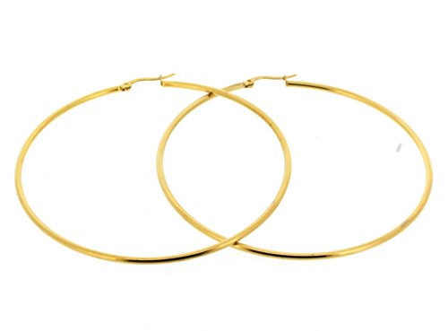 Ben and Jonah Stainless Steel Gold Plated Hoop Earring (70mm) 70mm