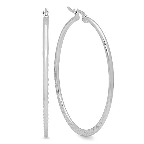 Ben and Jonah Ladies Stainless Steel Flat Studded Hoop Earrings