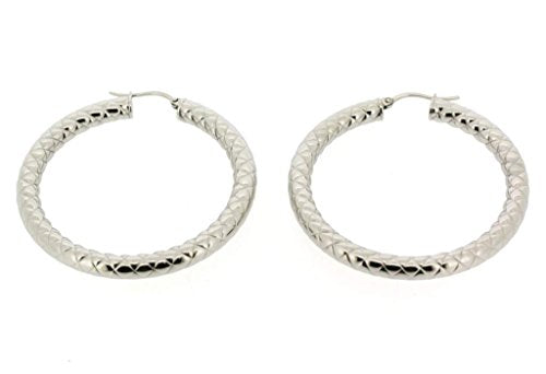 Ben and Jonah Stainless Steel Hoop Earring with Braided Design (40mm)