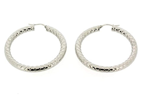 Ben and Jonah Stainless Steel Hoop Earring with Braided Design (40mm)
