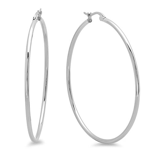 Ben and Jonah Ladies Stainless Steel 50mm Hoop Earrings