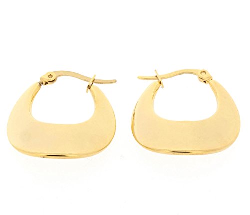 Ben and Jonah Stainless Steel Gold Plated Lucky Horseshoe Shaped Earring (26x24mm)