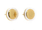 Ben and Jonah Stainless Steel and Gold Plated Stud Earring with Mother of Pearl Border and Inner Honeycomb Design