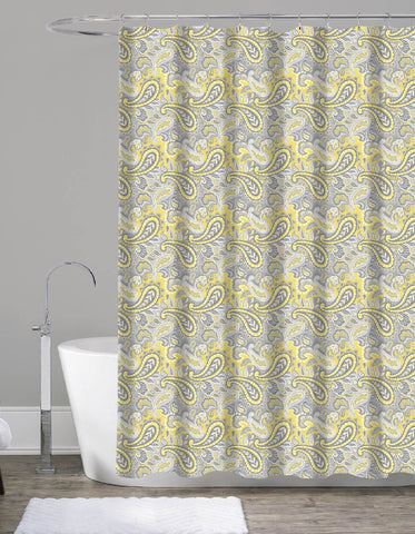 Royal Bath Mustard Paisley Canvas Fabric Shower Curtain (70" x 72")