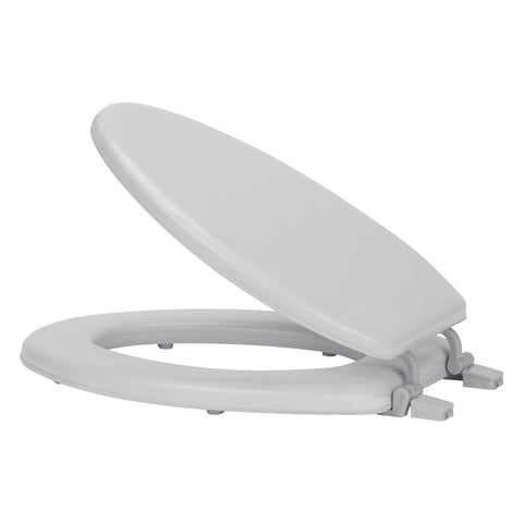 Traditional Elegance Elite 19 Inch Soft Elongated Vinyl Toilet Seat - Silver