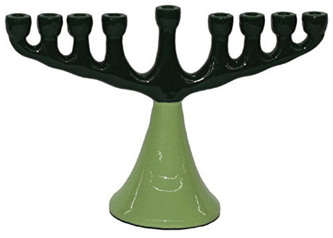 Lamp Lighters Ultimate Judaica Menorah 2 Tone Green 6 inch  H