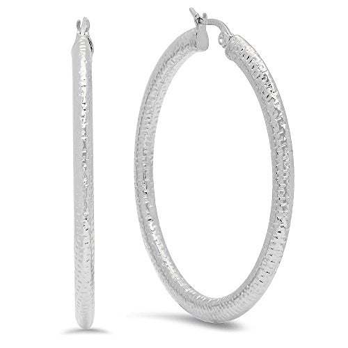 Ben and Jonah Ladies Stainless Steel Thick Flat Hoop Earrings