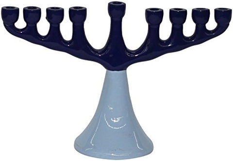 Lamp Lighters Ultimate Judaica Aluminium Menorah 2 Tone Blue 6 inch  H