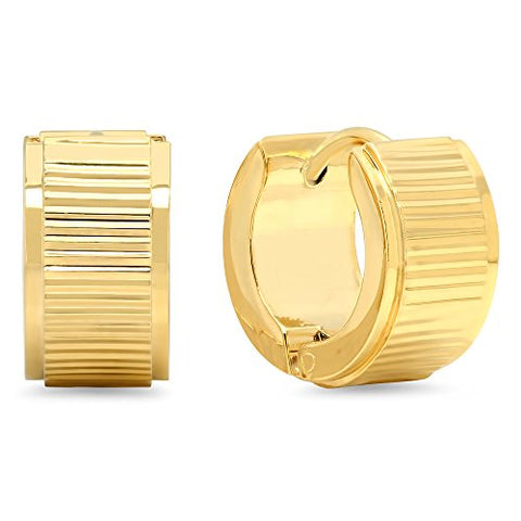 Ben and Jonah 18k Gold Plated Stainless Steel Ridged Huggies