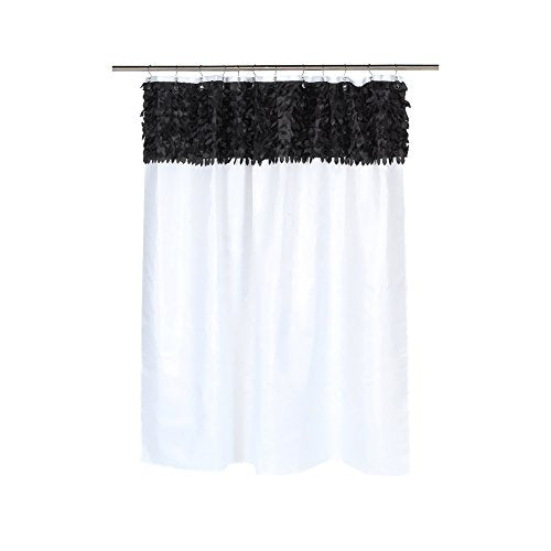 Park Avenue Deluxe Collection Park Avenue Deluxe Collection  inch Jasmine inch  Fabric Shower Curtain in Black/White