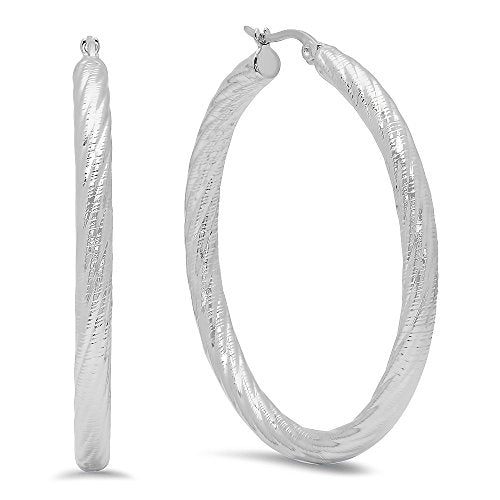 Ben and Jonah Ladies Stainless Steel Twisted Hoop Earrings