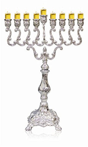 Lamp Lighters Ultimate Judaica Menorah Silver Plated 17.5 inch H