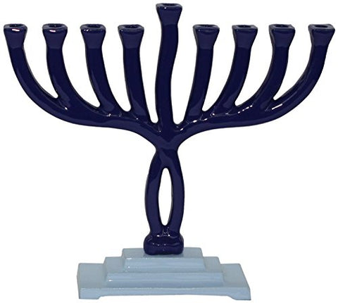 Lamp Lighters Ultimate Judaica Menorah 2 Tone 8.5 inch  H (Blue)