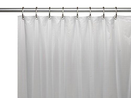 Park Avenue Deluxe Collection Shower Stall-Sized (54'' x 78'') Mildew-Resistant 10 Gauge Vinyl Shower Curtain Liner w/ Metal Grommets and Reinforced Mesh Header in Frosty Clear