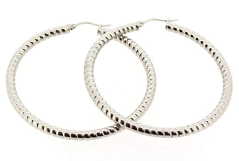 Ben and Jonah Stainless Steel Hoop Earring with Caterpiller Design (50mm)