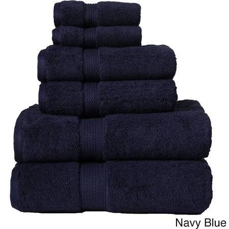 Ben&Jonah Designer Plush 6 Piece 100% Cotton Towel Set -Navy
