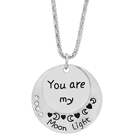 Lady's 18K White Gold Plated Alloy Swarovski Elements 'You Are My Moonlight' Pendant