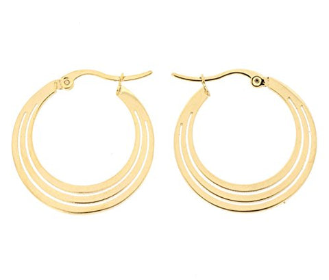 Ben and Jonah Stainless Steel Gold Plated 3 Layered Crescent Hoop Earring