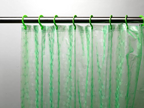 Royal Bath 3D Effect Embossed 5-Gauge PEVA Shower Curtain with Built-in Hooks (70 inch  x 72 inch ) - Electric Green