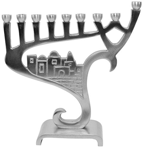 Lamp Lighters Ultimate Judaica Menorah Pewter - 8.5 inch H