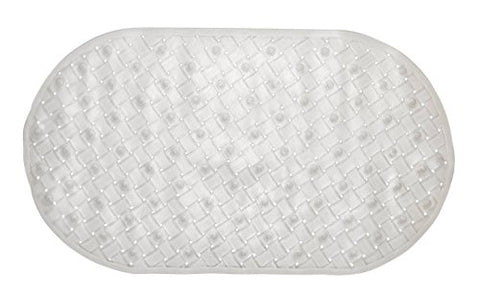 Royal Bath Anti Slip Woven Look Vinyl Bath Tub Mat (15 inch  x 27 inch ) - White