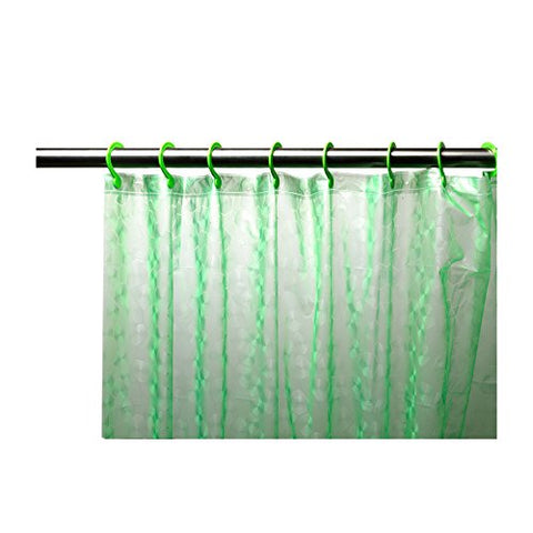 Park Avenue Deluxe Collection Park Avenue Deluxe Collection Green Embossed PEVA Shower Curtain with Built-in Hooks