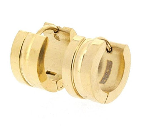 Ben and Jonah Stainless Steel Gold Plated Huggie Earring with Square Channel