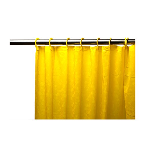 Park Avenue Deluxe Collection Park Avenue Deluxe Collection Yellow Embossed PEVA Shower Curtain with Built-in Hooks