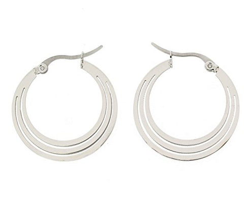 Ben and Jonah Stainless Steel 3 Layered Crescent Hoop Earring