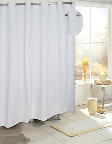 Royal Bath Easy On (No Hooks Needed) PEVA Non-Toxic Shower Curtain Liner (70 inch  x 72 inch ) with Built in Hooks - White