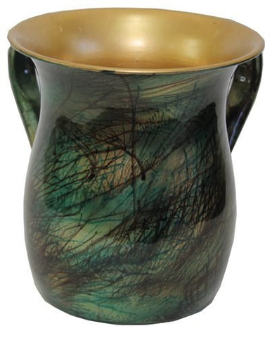 Ben and Jonah Wash Cup Stainless Steel Green/Gold Design 5.5 inch H