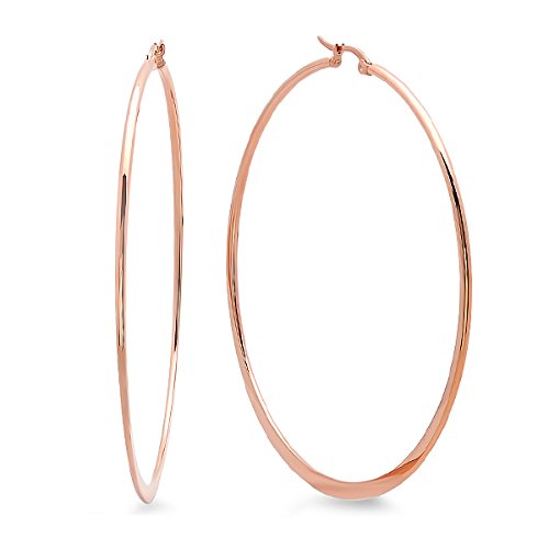 Ben and Jonah 18KT Rose Gold Fancy Ladies 40MM Hoop Earrings