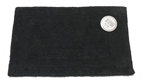 Royal Bath Collection Reversible Solid Color Large (21 inch  x 34 inch ) 100% Cotton Bath Mat (Black)