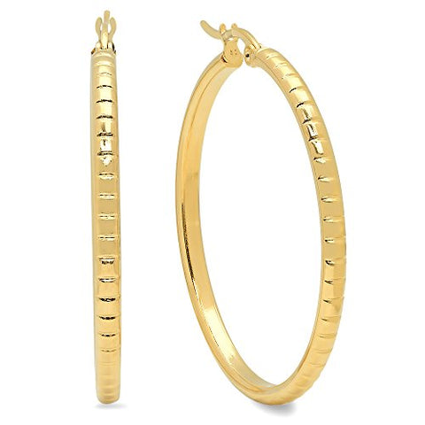 Ben and Jonah Ladies 18k Gold Plated Stainless Steel Accented Hoop Earrings