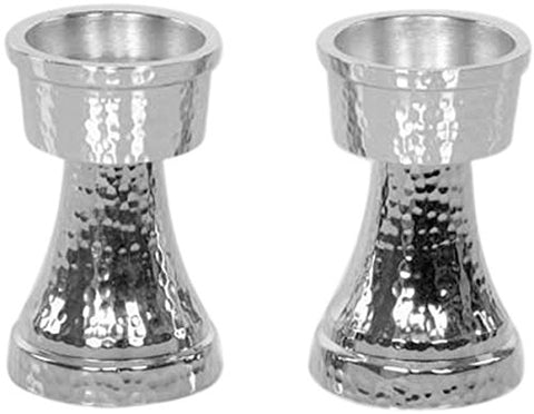 5th Avenue Collection Candle Sticks Tea Light Hammered Nickel W/Velvet Box 3.5 inch H
