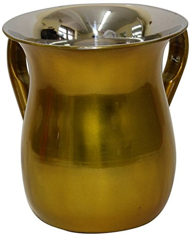 Ultimate Judaica Wash Cup Stainless Steel Shiny Gold - 5.5 inch H