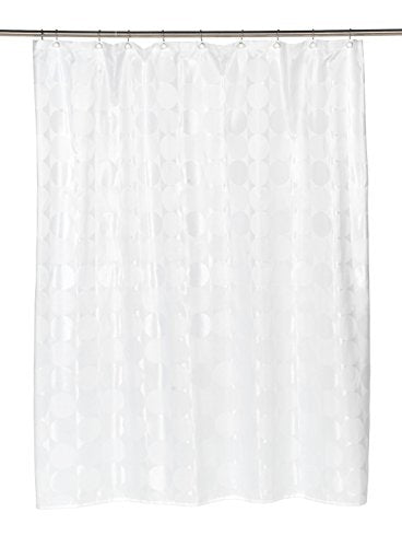 Royal Bath Collection Circle Line Fabric Shower Curtain 70 inch  x 72 inch  (White)