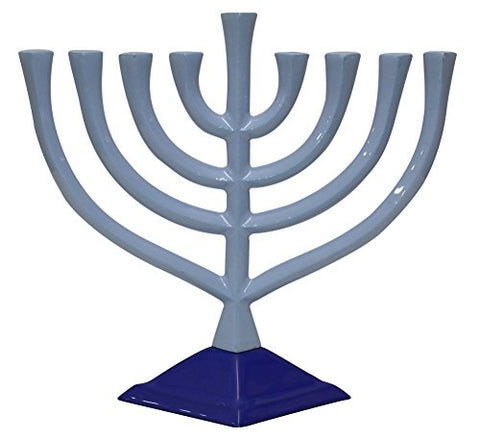 Lamp Lighters Ultimate Judaica Menorah Pewter - Blue - 9.5 inch H