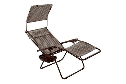 Patio Bliss DELUXE GRAVITY FREE Recliner with Covered Bungee - Platinum Chevron