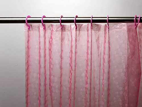 Royal Bath 3D Effect Embossed 5-Gauge PEVA Shower Curtain with Built-in Hooks (70 inch  x 72 inch ) - Pink