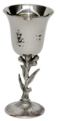 Ben and Jonah Kiddush Cup Hammered Nickel 7 inch H
