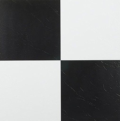 Park Avenue Collection Tivoli Black & White 12 Inch x 12 Inch Self Adhesive Vinyl Floor Tile #103 - 45 Tiles