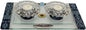 Ultimate Judaica Candle Stick With Tea Light Applique - Blue - Tray 11 inch  W X 6 inch  L Candlesticks 2 inch  H