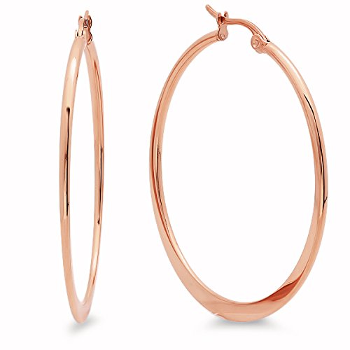 Ben and Jonah Ladies 18k Rose Gold Plated Stainless Steel 45mm Hoop Earrings